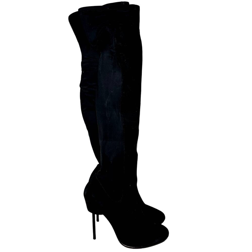 United Nude Knee High Boots Stiletto Heels Pull On Round Toe Black US 8.5 EU 39